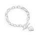 Sterling Silver 8 Inch Toggle with Heart Charm Bracelet