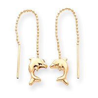 14k Dolphin Threader Earrings SE1646