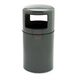 Atrium Fiberglass Trash Container, Dome Top, 28 Gallon, Gray, Round RUB911200GRAY