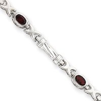 14k White Gold 2ct. Garnet Bracelet - 7.25 Inch by JewelryWeb
