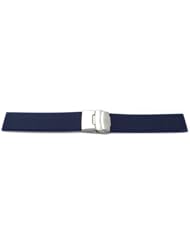 20mm Dark Blue Plain Smooth Rubber/Silicone Watchband with Silver tone Buckle
