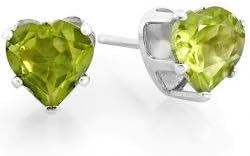 4 Ct Green Peridot Swarovski Elements Heart Shaped Stud Earrings Set in 925 Sterling Silver