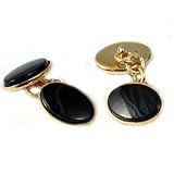 Review UK Cufflinks  / Chain Link Oval Onyx Cufflinks