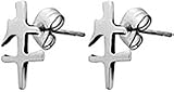 Chinese Ox Character Pewter Stud Earrings