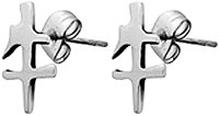 Chinese Ox Character Pewter Stud Earrings