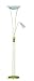 Trio-Leuchten 473910308 Energiespar-Deckenfluter 2xE27 18W 3U mit Lesearm 1xE14 9W Messing mit Glas alabasterf.weiß