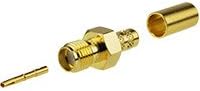 SMA Conn, LMR200/B7807A, Female,3 Piece, Crimp,Straight,Gold
