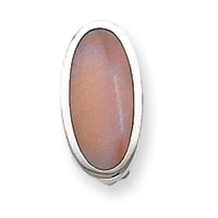 Sterling Silver Pink Shell Oval Inlay Non-pierced Earrings QE1197"