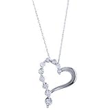 1/10 Carat Journey Diamond 14k White Gold Floating Heart Pendant w/ Chain