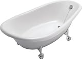 Kohler Birthday 6 Foot Cast Iron Clawfoot Soaking Tub with Reversible Drain White - K-100-0
