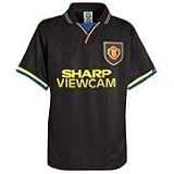 Score Draw Official Retro Manchester United 1994 Away No7 Men’s Retro Football Shirt – Black, X-Large