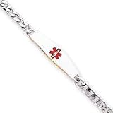 Sterling Silver Non-enameled Medical ID Curb Link Bracelet