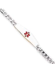 Sterling Silver Non-enameled Medical ID Curb Link Bracelet