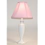 White Enamel Metal Table Lamp with Pink & White Gingham Shade