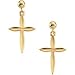 14K Yellow Gold Cross Ball Dangle Earring