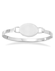 Bangle Bracelet Engravable ID Oval Sterling Silver - Engraving Included