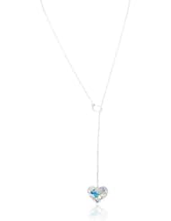Sterling Silver "Y" Necklace with Swarovski Crystallized Elements Heart Drop, 30"