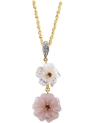Jewelry Locker Genuine Pink Tourmaline, Mother Of Pearl & Diamond Pendant