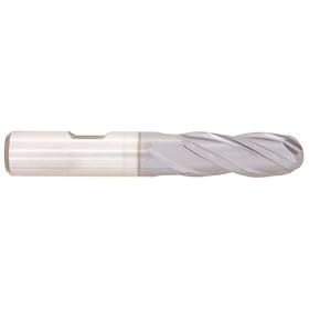 1/2" Dia., 1/2" Shank, 1 1/4" Cut Lgth., 3 1/4" OAL, Ball Nose, TiCN, Center Cutting, M42, Hanita End Mill (1 Each)