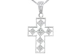 14K White Gold 0.06ct Cross Diamond Pendant