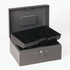 MMF Industries 221F30GRA Steel Cash Box with Safety Latch and Recessed Handle