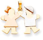 Girl And Boy Charm, Yellow/Pink/White Gold