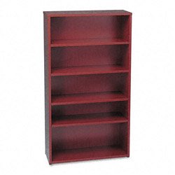 Contemporary Laminate Five Shelf Bookcase Mahogany