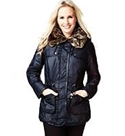 Petite Pure Cotton Faux Fur Hooded Waxy Coat