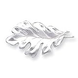 Sterling Silver Satin Finish Diamond-Cut Oak Leaf Pin