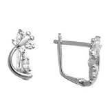 14K White Gold Clear Cubic Zirconia Dragonfly Earrings
