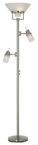 Brushed Nickel Two Swing Arm Torchiere Floor Lamp