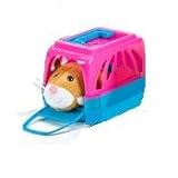 Hamster Travel Carrier Blue/Pink with lite brown Hamster 'Willie' with Handle and Door - Fits 2 Zhu Zhu Pets