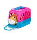 Hamster Travel Carrier Blue/Pink with lite brown Hamster 