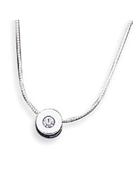 Sterling Silver CZ Charm on 16 Chain Necklace - 16 Inch
