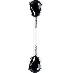 Black Teardrop Cubic Zirconia Bioplast Intimate Piercing