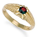 Image of Jewelco London 9ct Solid gold hand finished men's garnet set solitaire Ring