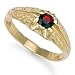 Jewelco London 9ct Solid gold hand finished men's garnet set solitaire Ring