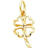 10K Yellow Gold 4 Leaf Clover Charm Diamond Cut