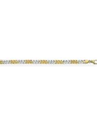 6mm Fancy Two Tone Gold Link Bracelet 7"