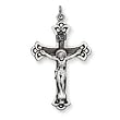 Sterling Silver Antiqued Crucifix Pendant with 20 Inch Sterling Silver Chain