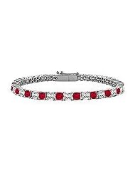 Ruby and Diamond Tennis Bracelet : 14K White Gold - 4.00 CT TGW
