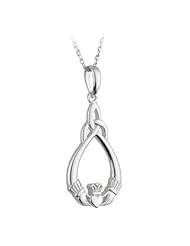 [CJS44636] Sterling Silver Claddagh Trinity Pendant On A Chain