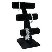 Bracelet 3 Tier T-Bar Jewelry Display Black Velvet