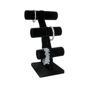 Bracelet-3-Tier-T-Bar-Jewelry-Display-Black-Velvet