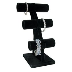 Bracelet 3 Tier T-Bar Jewelry Display Black Velvet 