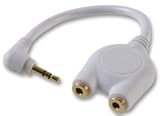 Cable Lead Type 3.5mm Right Angled Jack to 2 X 3.5mm Jacks Stereo Headphone Splitter (White)