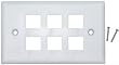 6 Hole for keystone Jack Wall Plate, White