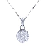 14k White Gold, Diamond Flower Cluster Pendant w/ Chain (1.00 ctw)