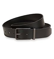 Leather Gunmetal Rectangular Buckle Belt