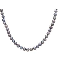 Sterling Silver 9-10mm Grey Freshwater Cultured Pearl Necklace